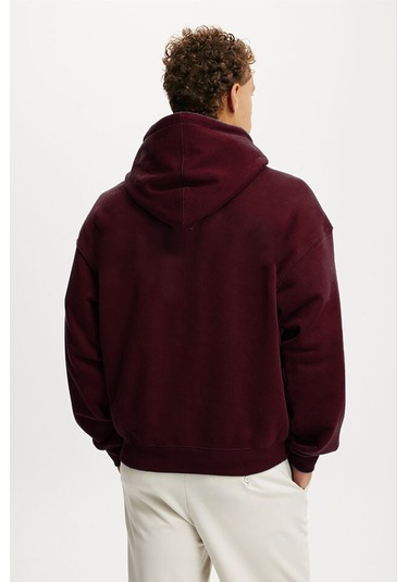 Bordo Kapüşonlu Kanguru Cep Erkek Sweatshirt E7169 Bordo