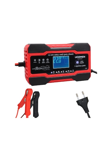 Ucomen Uc-c121001a Kırmızı 12/24 Volt Max 10 Amper Led Göstergeli Akü Şarj Cihazı