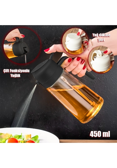 Porsima Alk-3159 Çok Amaçlı Cam Sprey Şişe Yağlık Yağdanlık Siyah