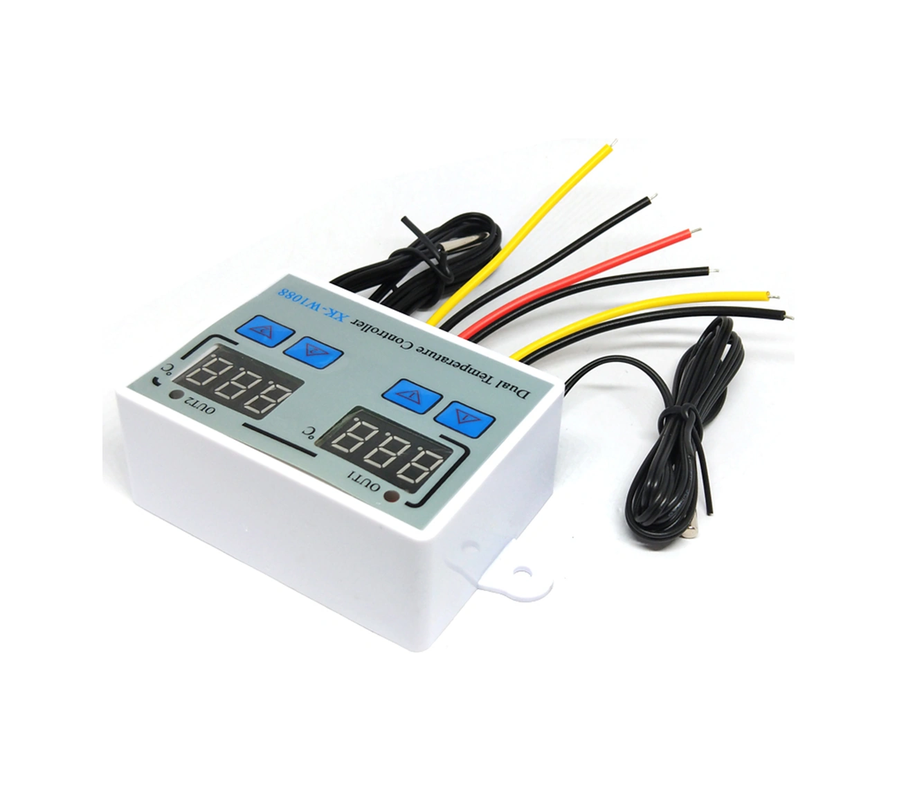 Skycity Xk-w1088 Akıllı Dijital Çift Kontrol Sıcaklık Regülatörü, Çift Ekranlı, Ayarlanabilir, Ac110-220v, 10a Röle, Su Geçirmez Sensörlü