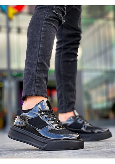 Kb-x8 Kuback Siyah Rugan Yüksek Siyah Taban Günlük Spor Ayakkabı Beyaz