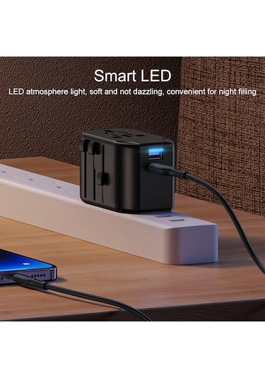 Usams Us-cc173 T55 12w Evrensel Çoklu Fişli Seyahat Şarj Cihazı Siyah