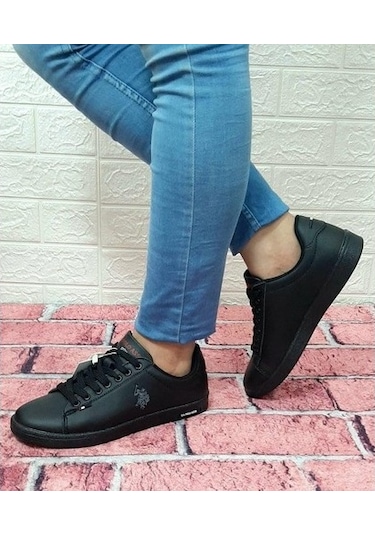 U.S.Polo Franco Siyah Düz Tabanlı Sneaker Bayan Erkek Spor Ayakka