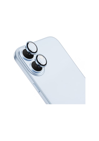 Apple iPhone Uyumlu  16 Frms Mikro Kamera Lens Koruyucu - Siyah Siyah