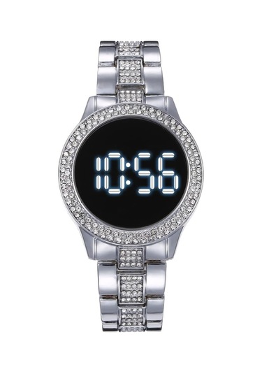 Kasa Paketi Ekran Dijital Led Kadın Saati Çelik Bant Elmas Saat Yuvarlak Kadranlı Saat Diğer
