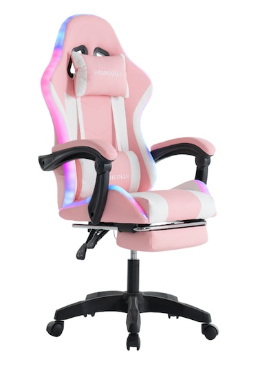Fashcolle Pink Star Işıklı - Masaj Özellikli Oyuncu Koltuğu Pembe-beyaz