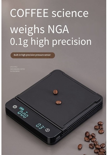Kahve Ölçeği Elektronik Ölçek Zaman Şarj El Dökme Led Ekran Siyah