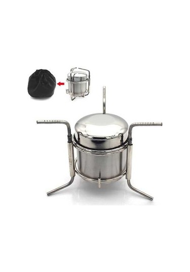 Ganzhoushop Yakıt Taşınabilir Soba Katlanır Katı Kamp Alkol Alkol Kb Gümüş