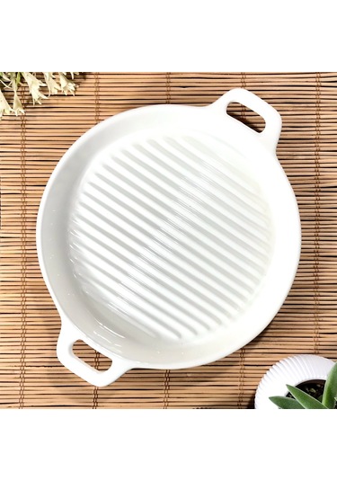 Krdln Ecr-104 Öz Ser.yuvarlak Izgara Fırın Kabı Krem