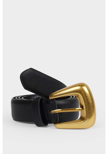 Defacto Kadın Suni Deri Jean Kemeri F3274axnsbk27 Siyah-bk27