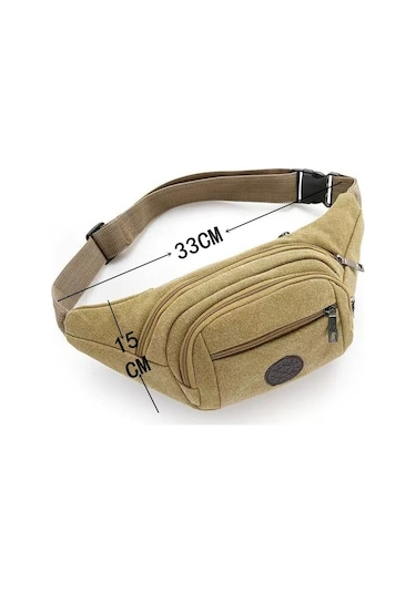 Erkekler İçin Pratik Ve Şık Kanvas Bel Çantası, Koşu Ve Spor Aktivitelerinde Rahat Kullanım, Omuz Askılı Çok Amaçlı Çanta, Şantiyede Ve İşte Kullanıma Uygun Dayanıklı Yazarkasa Çantası Bej