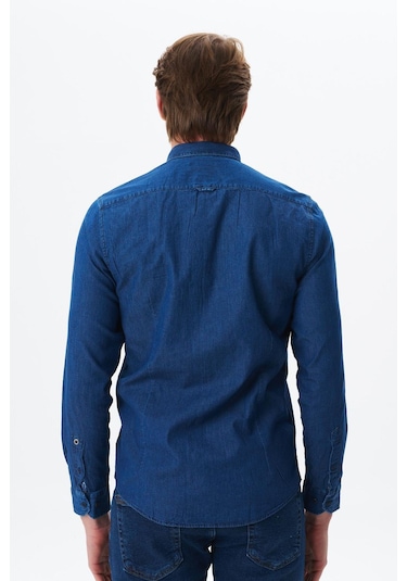 Arma Erkek Denim Jean Slim Fit / Dar Kesim Kot Dokuma Gömlek K9gkd1070 İndigo