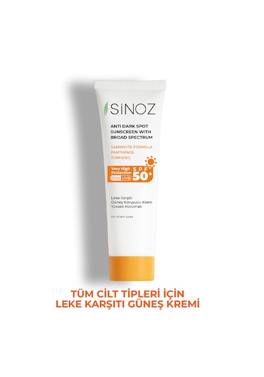 Sinoz Leke Karşıtı Yüksek Koruyucu Normal ve Kuru Ciltler İçin Yüz Güneş Kremi SPF50+ 50 ML