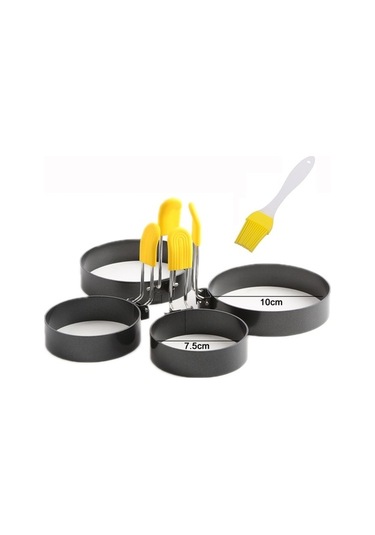 Dancemonkey 4 Adet Yumurta Halkaları Yapışmaz Kalıp Yumurta Kalıpları Siyah
