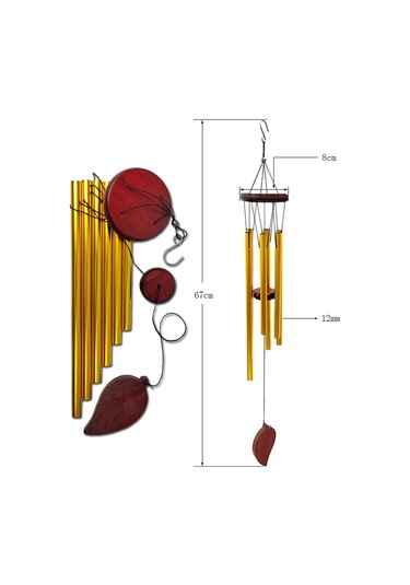 Ranyeek Alüminyum Ve Ahşap Konstrüksiyonlu 6 Borulu Rüzgar Çanı - Altın/gümüş Seçenekli Dekoratif Ses Aleti