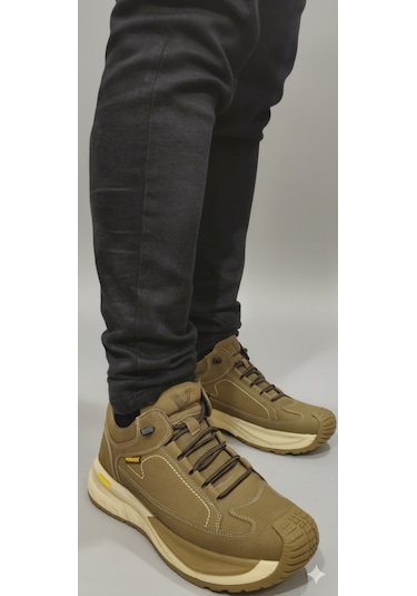 Voyager Lastik Bağcıklı Kısa Boğazlı Hakiki Deri Erkek Bot M440 Kum