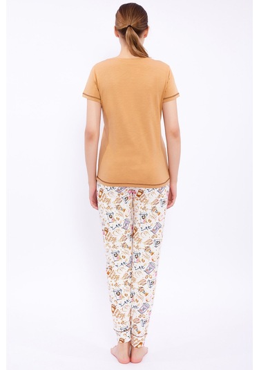 Pierre Cardin But First Coffee Camel Kadın Pijama Takımı 5274-29062 Camel