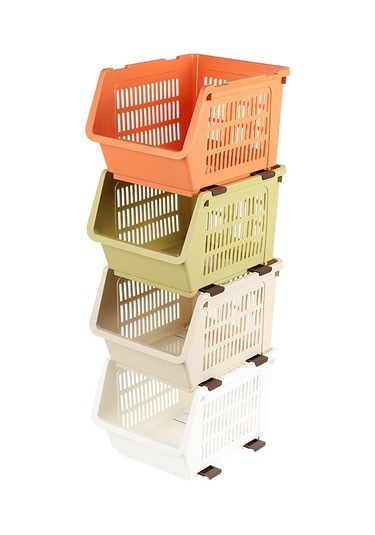 Ranyeek Mutfak Sebze Meyve Depolama Rafı - Çok Katlı Fonksiyonel Evcil Çeşitli Eşya Saklama Sepeti Küçük Boy, Aprikot Rengi Diğer