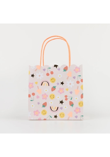 Meri Meri - Happy Face Icons Party Bags - Mutlu Yüz Semboller Parti Çantaları X8 Tüm Yaşlar