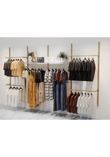 Mağaza Raf Sistemi, Askılık Sistemi, Butik, Mağaza Stand-245x200 Altın