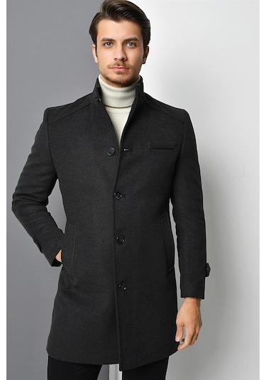 Plt8391 Dewberry Erkek Palto-Antrasit