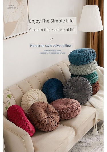 Novahub İskandinav Yuvarlak Kadife Minder - Haki Lacivert - 30x50cm Yurt İçi Um44333-1 Lacivert