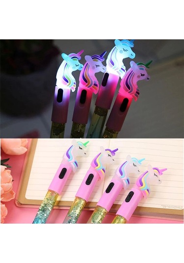 Kokulu Çikolata Defter Ve Unicorn Temalı Işıklı Sulu Pullu Kalem