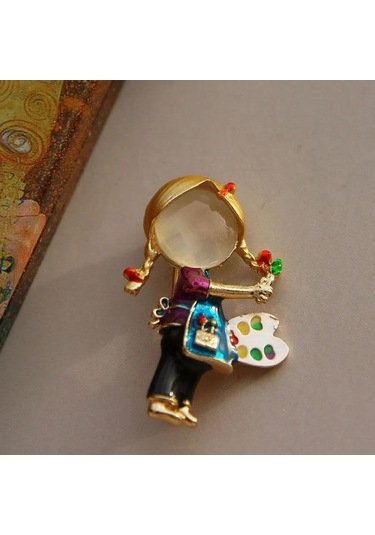 Padalink Пурпурная Брошь С Дизайном Ангела Из Сплава И Страз Украшение Для Девушек И Детей Pembe