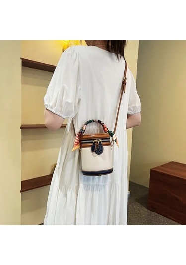 Fastbuy Bej Renk Bloklu Omuz Çapraz El Çantası Hightower Desenli Bej Bej