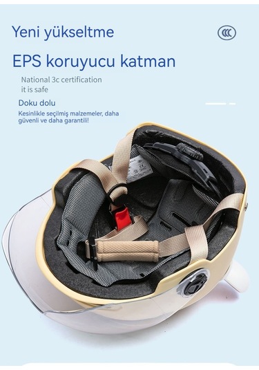 Eternal Luck 3C Sertifikalı Motosiklet Açık Kask Siyah