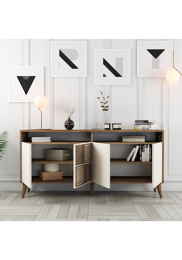 Milan 160cm Konsol - Ceviz / Krem