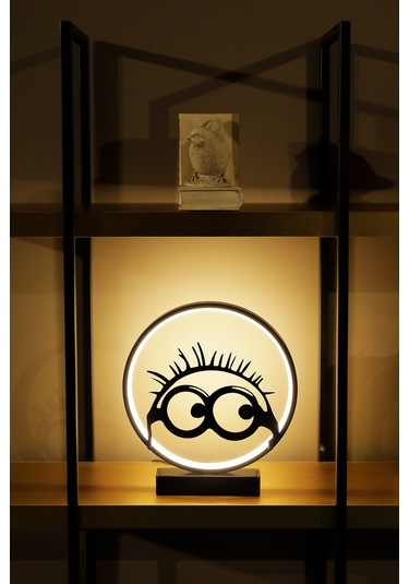 Minion Gözlük Silüetli Metal Led Masa Lambası Dekoratif Çocuk Odası Işığı Eğlenceli Gece Lambası Minion