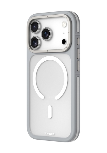 İphone 17 Pro Uyumlu Kılıf M-safe Şarj Özellikli Youngkit Rock Sand Serisi Kapak Gri