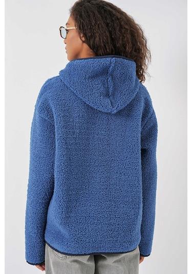 Gabria Kapüşonlu Fermuarlı Hırka Lacivert