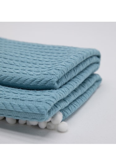 %100 Pamuk Cherry Bebek Battaniyesi Pamuklu Pike 100x120 - Turkuaz