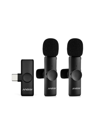 Andoer Onetriggertwo Mini 2.4g Kablosuz Mikrofon Sistemi 2 Verici + 1 Alıcı Klips