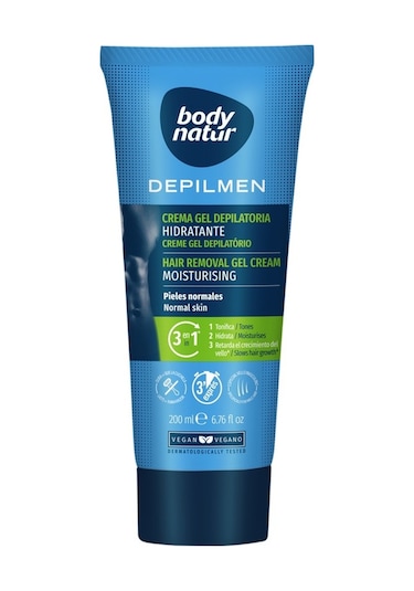 Body Natur Depilmen Normal Ciltler için Tüm Vücut Erkek Tüy Dökücü Krem 200 ML
