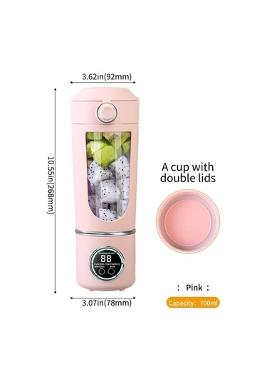 Xuweiwei Pembe 1 Usb Sarj Edilebilir Taşınabilir Meyve Sıkacağı Smoothie Milkshake Ve İçecekler İçin Değiştirilebilir Tabanlı Çok Fonksiyonlu Su Yapıcı Pembe