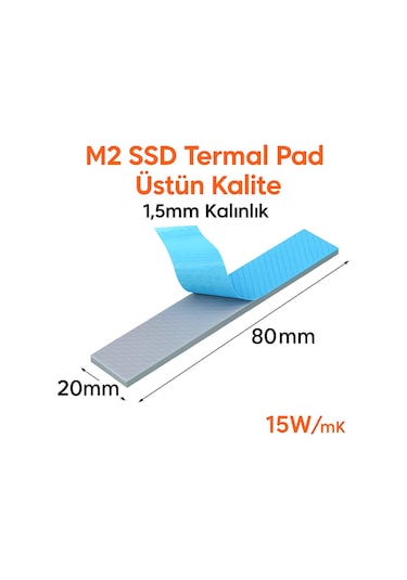 M2 Ssd Termal Pad - Gri Renk 1,5 Mm Kalınlık 80x20 Mm 15w/mk