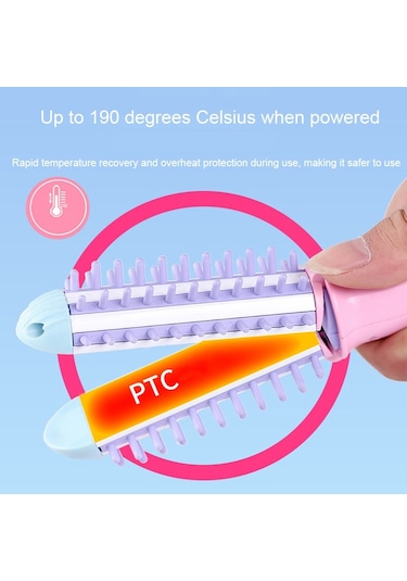 Sones Gelinsi Gls-003 20w 2'si 1 Arada Seramik Sırlı Mini Bukle Tarak, Ab Fişi Mor