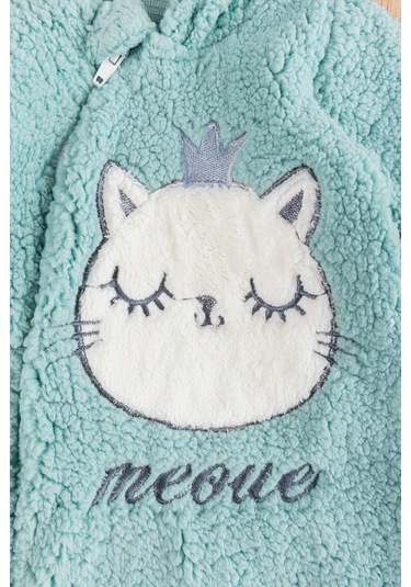 Babymod Kedi Figürlü Peluş Welsoft Kız/erkek Bebek Tulum Yeşil