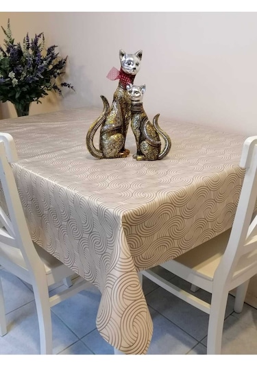 Elyaflı Pvc Muşamba - Desenli Silinebilir Masa Örtüsü 02mrl170a Bej