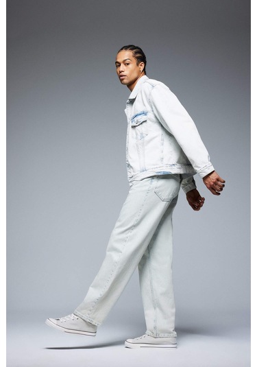 DeFacto %100 Pamuk Relaxed Slouchy Fit Rahat Beli Lastikli Rahat Kesim Dar Paça Siyah Jean Pantolon B8321AX25SPNM63