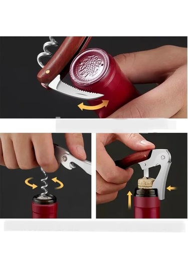 Şarap Açacağı İle Tasnif Bıçağı Yolculuk İçin 380735549 Kırmızı-kahverengi