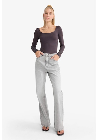 Defacto Coool U Yaka Uzun Kollu Çıtçıtlı Bodysuit F8042ax25aubn549 Kahve