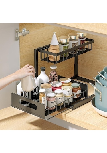 Novahub Beyaz Lavabo Altında Depolama Organizatör 2 Katmanlı Çekmeceli Dolap Sepeti Mutfak Aletl Eşyalar Raf Banyo Mutfak Düzen.i 56995976 Beyaz