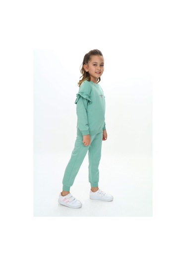 Toontoy Kız Çocuk Baskılı Eşofman Takım Yeşil