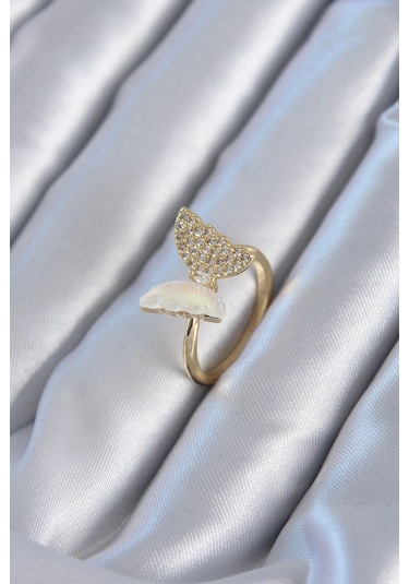 Gold Renk Zirkon Taş Detay Pirinç Kadın Yüzük - Tj-byk2815 Çok Renkli