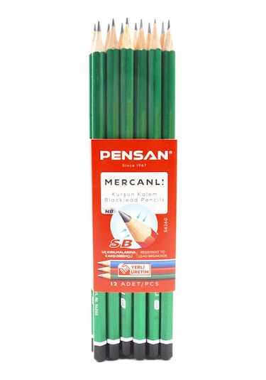 Pensan Hb Mercanlı Kurşun Kalem 12 Adet Siyah