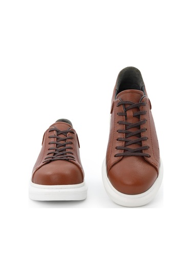 Günlük Gizli Topuklu Taba Hakiki Deri Boy Uzatan Ayakkabı Taba